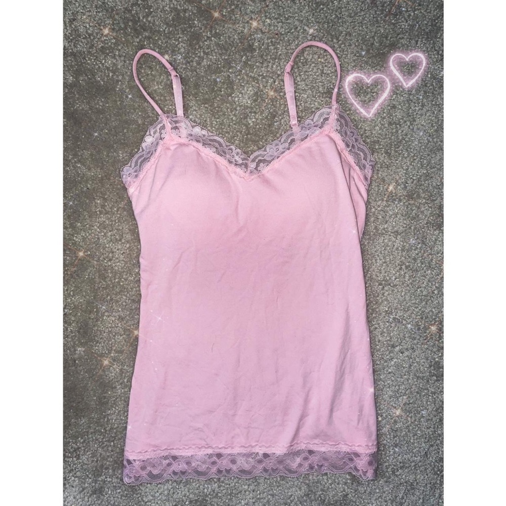 Cute light pink Tank top with lacing and adjustable straps, padding included